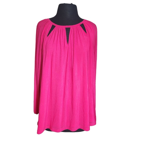 JLO Tops - Jlo blouse long sleeve hot pink sz 0X